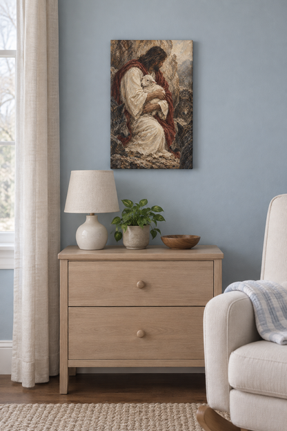Safe in His Care · Room view · Frameless canvas